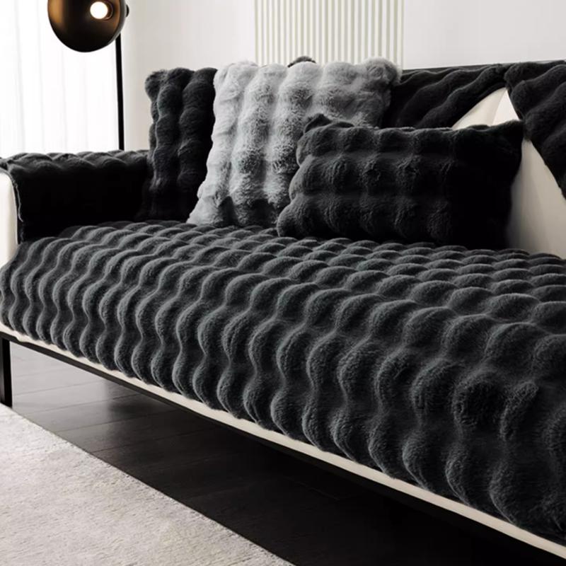 Universal Square Shape Plush Sofa Cover Thicken Rabbit Sofa Towe Winter for Living Room L Non-slip Sofa Mat Sofa Blanket Couch Cushion