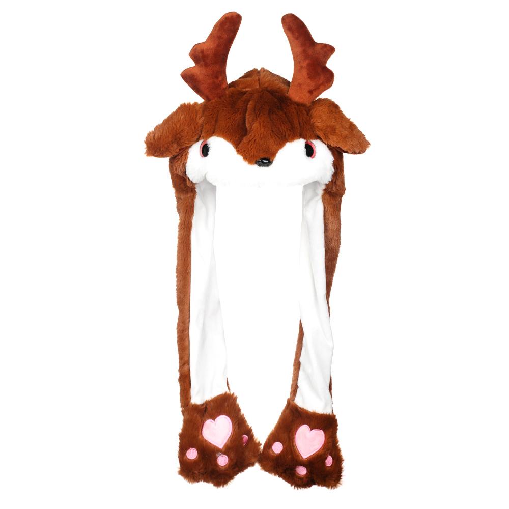 Winter Soft Warm Animals Ear Hat Rabbit Pinch Airbag Plush Funny Cap