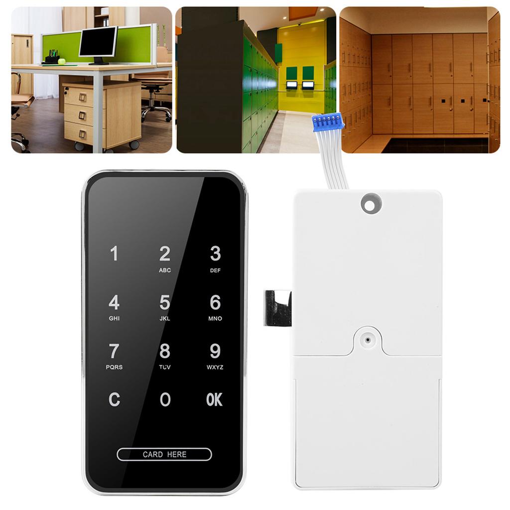 Electronic Password Card Lock RFID Smart Keyless Touch Screen for File Shoe Cabinet LockerSilver