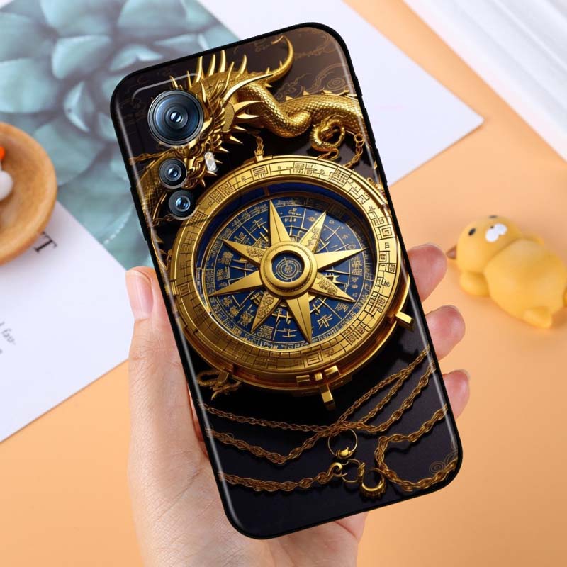 Винтажная иллюстрация компаса Чехол для телефона Для Xiaomi Mi 15 14 13 13T 12 12T 12S 11 11i 11T Pro Ultra Lite 5G Черный Мягкий
