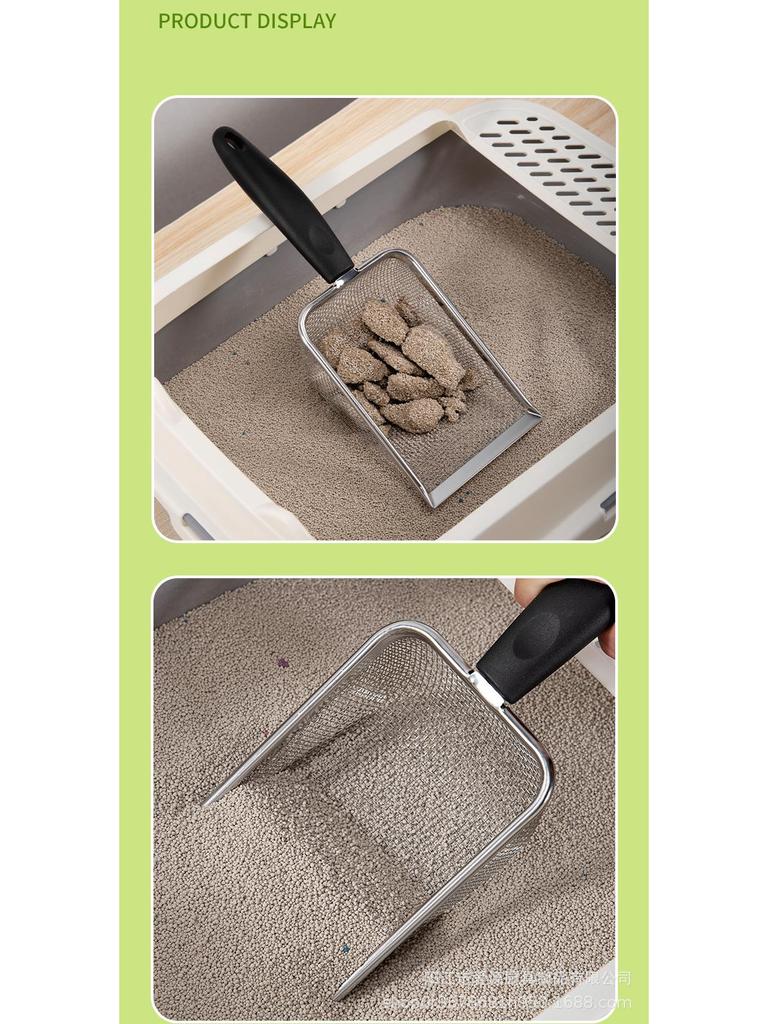 Upgraded Cross-Border Long-Handle Stainless Steel Scoop for Cat Litter, Quails, Reptiles, and Beach Use