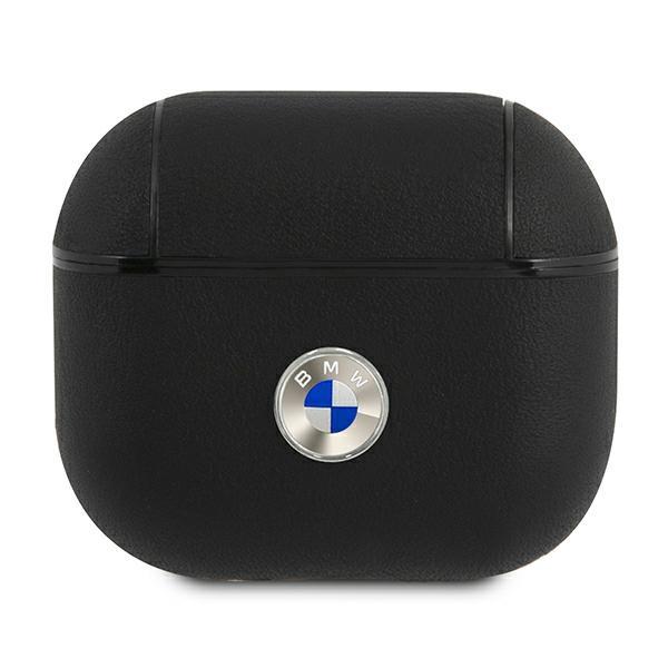 Etui do AirPods 3 BMW Skóra Naturalna Srebrne Logo Czarne