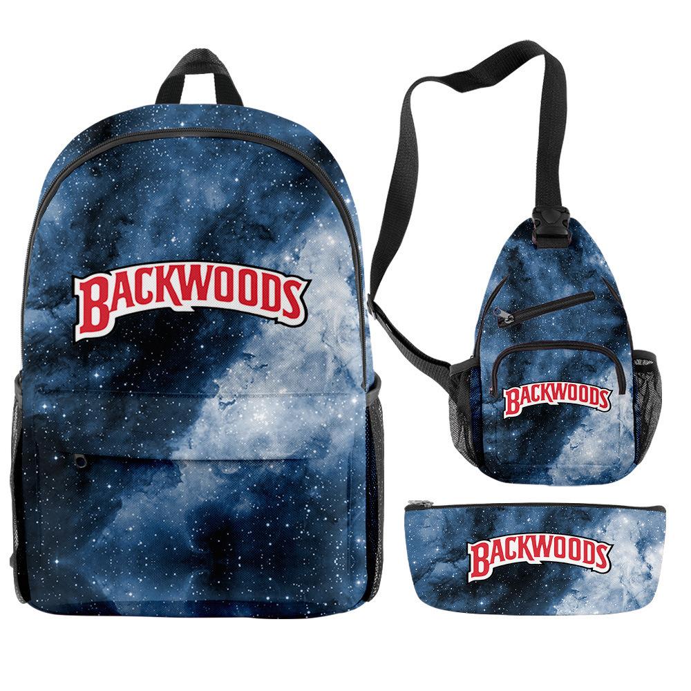 Backwoods Cigar 3D Цифровая Печать Модный Кампус Уличный Рюкзак Набор из Трех Предметов
