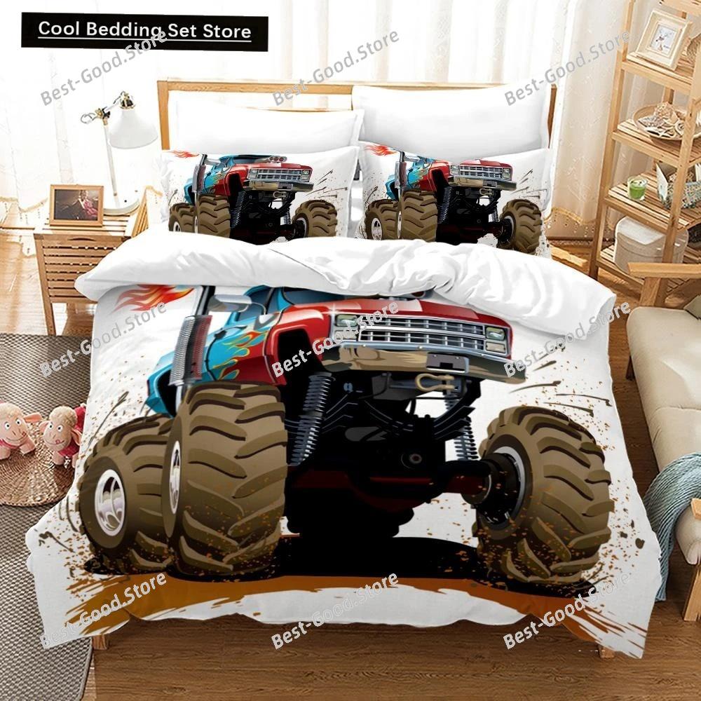 3D Принт Аниме Monster Jam Постельное Белье Односпальный Полуторный Двуспальный Кингсайз Комплект Постельного Белья Monster Jam F1 Подростковая Спальня Комплекты Пододеяльников