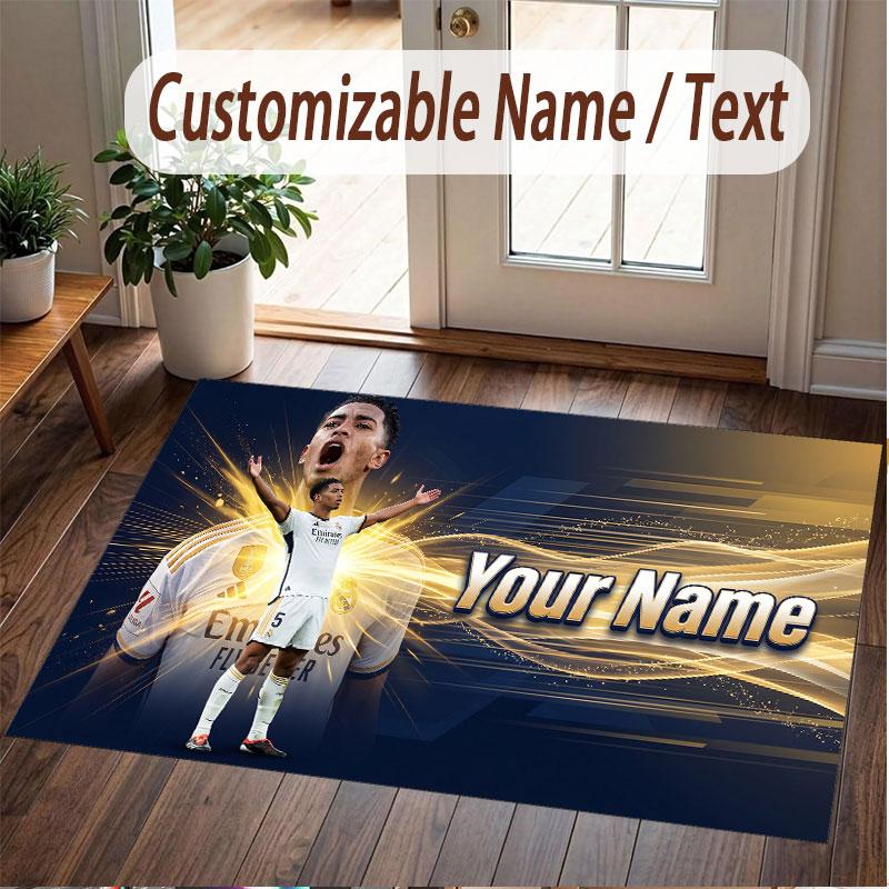 Custom Rug Jude Bellingham Pattern Print Name Text Soft Non‑Slip Floor Carpet for Home Indoor Decoration