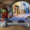 European-Style Italian Town Mural Wall Art, Retro Building Street Path Large Panorama Wallpaper , Wall Mural for Children's Room Living Room Bedroom
