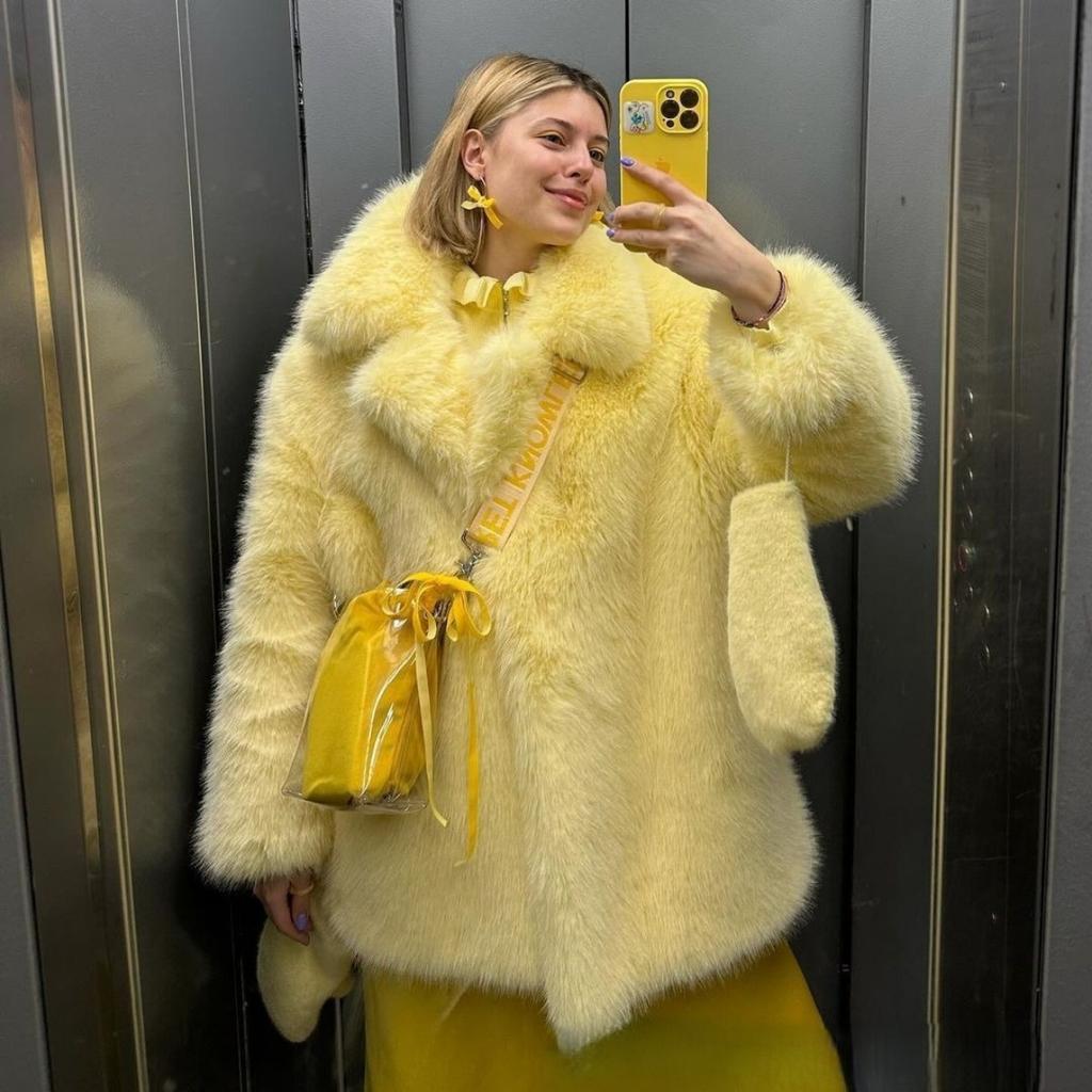 Lapels Faux Fur Coat Women Winter Brand Designer Fluffy Fox Fur Jacket Luxury Furry Overcoats Girl Stylish Long Outerwear