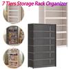 7 Tiers Storage Organizer with Lid Shoe Storage Shelf Cabinet with Clear Flip Door Storage Cabinet for Bags Books