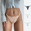 Ladies Spring and Summer Lace Sexy Ribbon Flower Bow Hot Perspective Thong Underwear