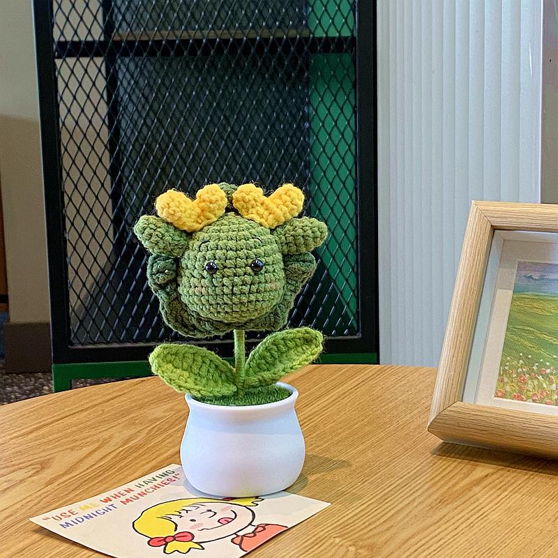Ручная работа крючком дракон цветочный горшок украшение для дома комната готовая шерстяная вязка офисный настольный орнамент рождественские подарки на день рождения