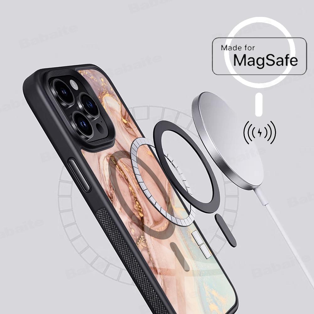Marble Art Phone Case Magnetic Case For IPhone 16 14 13 12 11 15 Pro Max Plus For Magsafe Wireless Charge Cover