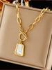 1pc Gold Tone Vintage White Bead Chain Stainless Steel Necklace For Women, Short Length Sweater Chain All-match Cool Style