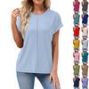 Women's Spring/Summer Casual Solid Color Round Neck Short Sleeve Loose T-shirt