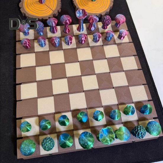 1 Set Roll-up Chess Game with Magnetic Mushroom Chess Pieces Folding Stump Chessboard Kids Adults Portable Travel Educational Checker Board Game