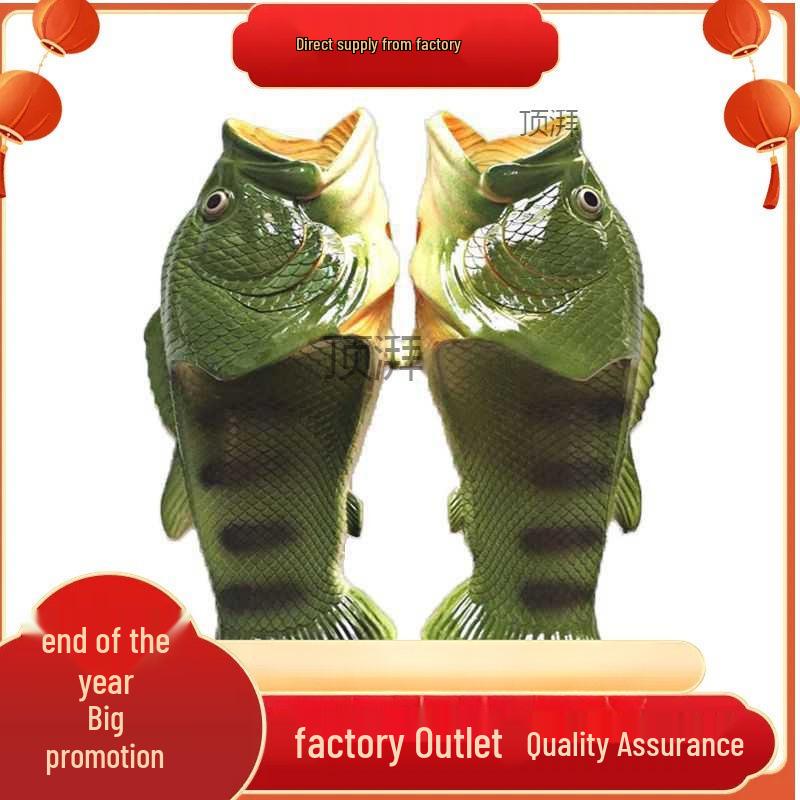 Модные мужские нескользящие тапочки-рыбки: Креативные шлепанцы с соленой рыбой для ношения на улице.