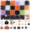 520pcs/box Acrylic Beads Halloween Alloy Pendants Accessory Set for DIY Necklace Bracelet Jewelery Making