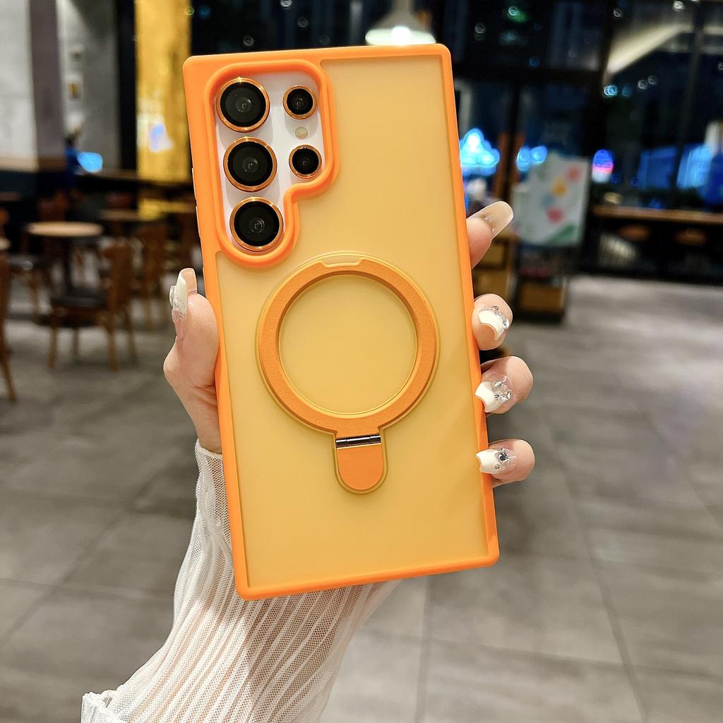 Suitable for Samsung S24ultra Mobile Phone Case S24plus Skin Feeling Matte S24 Metal Magnetic Bracket