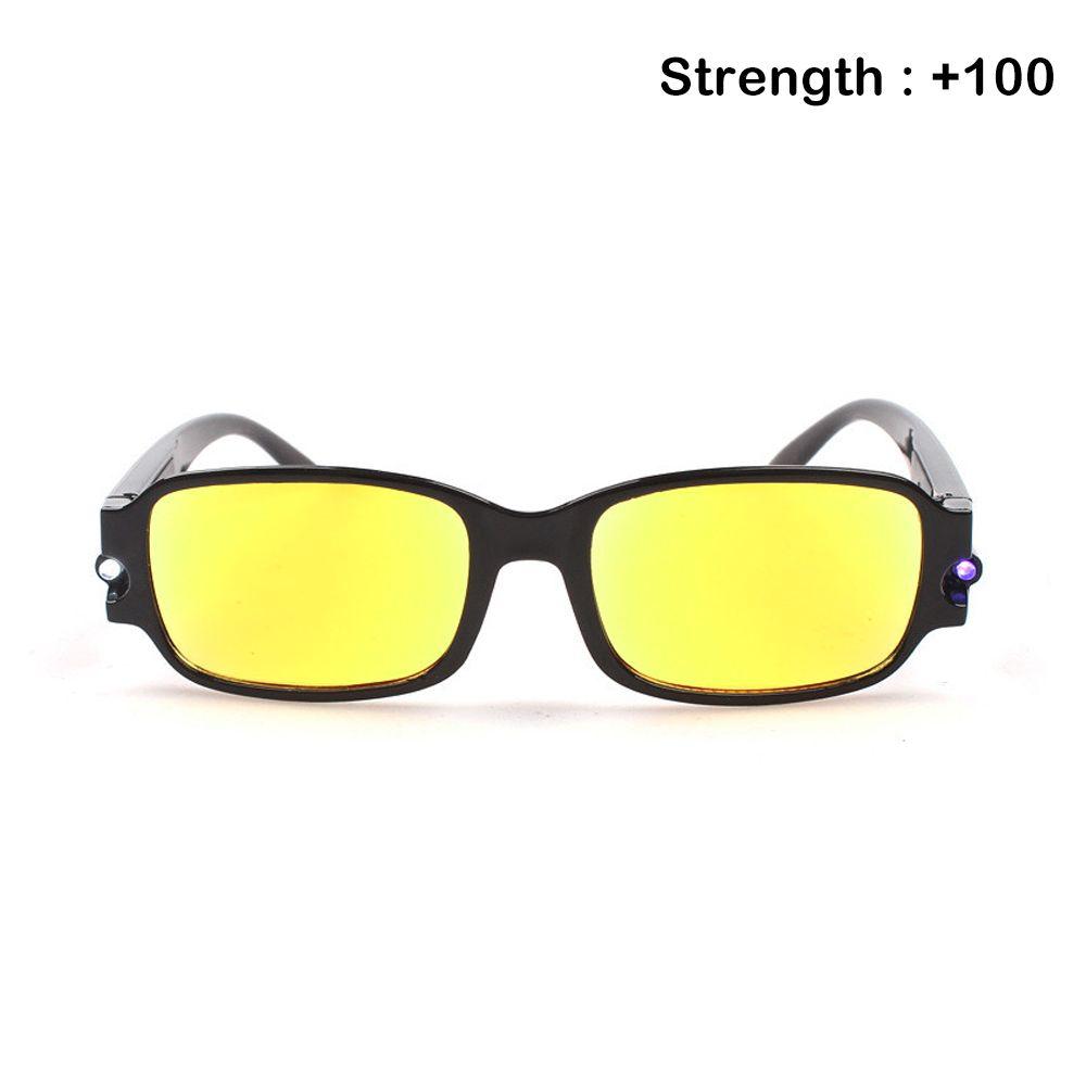 Care Anti Eyestrain Clear Yellow Reading Glasses Night Presbyopic Glasses UV Protection LED Light