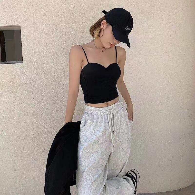 Бесшовные кофточки для женщин, укороченные топы для фитнеса, летние тонкие элегантные сексуальные универсальные повседневные цельные нижнее белье из ледяного шелка, топы на бретелях