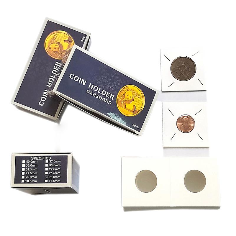 50 шт., зажим для бумаги, картонный флип-держатель для хранения, квадратные картонные держатели для монет, 50 шт.
