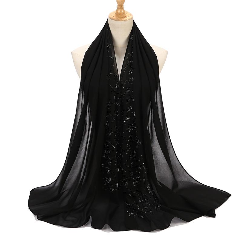 Женский Шифоновый Платок Хиджабы Для Женщин Лист Алмазный Кристальный Платок Хиджаб Шали Накидки Мусульманская Мода Платок Хиджаб Платок на Рамадан