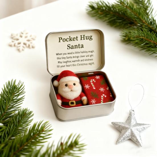 Christmas Pocket Hug Ornament with Gift Card Keepsake Token for Long Distance Friends Stocking Stuffer And Holiday Decor