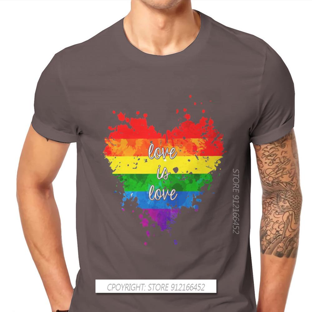 Love Is Love Heart Hipster TShirts LGBT Pride Month Lesbian Gay Bisexual Transgender Unisex Cotton Fabric Streetwear T Shirt O Neck
