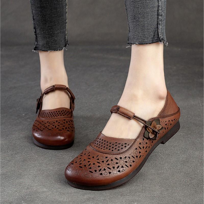 Johnature Неглубокий круглый носок плоская женская обувь повседневная универсальная полая дышащая мягкая подошва обувь