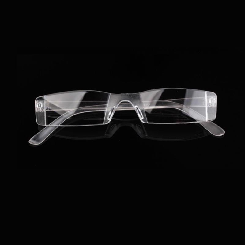 Transparent Presbyopia Reading Glasses Unisex Clear Plastic Fashion Rimless Eyeglasses Resin High Quality