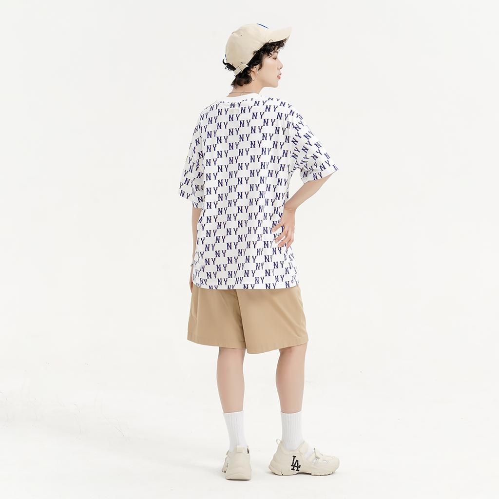 New MLB Set in Sleeve T Shirt Unisex White 3ATSM1133-50WHS