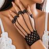 Creative Vintage Black Lace Finger Wrist Chain Rings Bracelets For Women Metal Connecting Hand Harness Bangles Punk Jewelry
