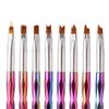 Набор кистей для нейл-арта с красочной радужной ручкой, акриловая кисть для градиентной росписи, инструмент для маникюра