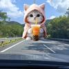 2Pcs Car Pendants Rearview Mirror Decorations with Lanyard Easy To Hang Adorable Cartoon Cat Shaped Pendants Hanging Ornaments