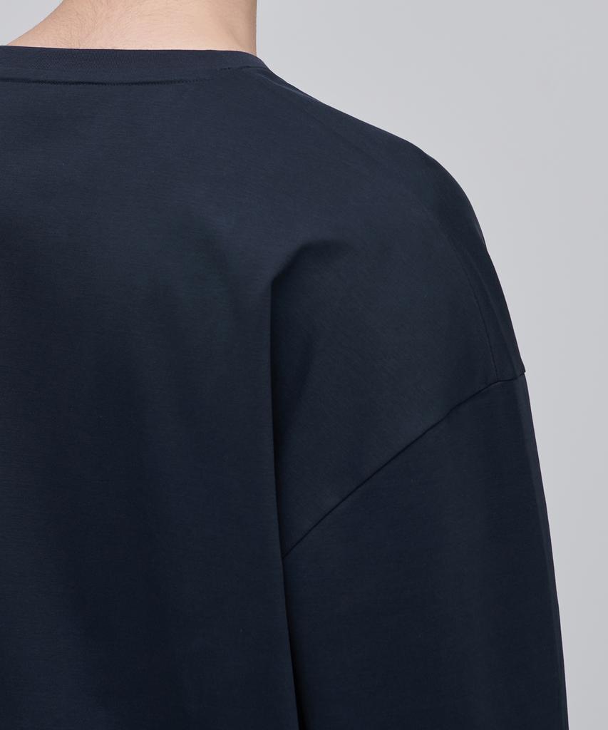 MUSINSA STANDARD Silket Oversized Crew Neck Long Sleeve T-Shirt [Navy]