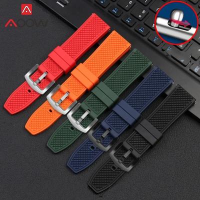 Флюорокаучуковый ремешок 20 мм 22 мм, быстросъемный, мягкий спортивный, водостойкий, из нержавеющей стали, пряжка-бабочка, мужской сменный ремешок для часов