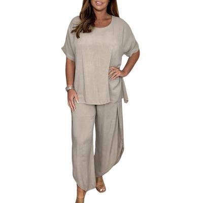 2 шт./компл. футболка длиной до щиколотки, комплект брюк с эластичной резинкой на талии, модные женские брюки больших размеров