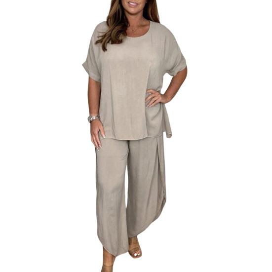 2 шт./компл. футболка длиной до щиколотки, комплект брюк с эластичной резинкой на талии, модные женские брюки больших размеров