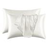 1 Pair Pillow Case Smooth Faux Silk Solid Color Zipper Closure Satin Prevents Frizz Breakage Bedroom Living Room Sofa Pillowcase Pillow Cover