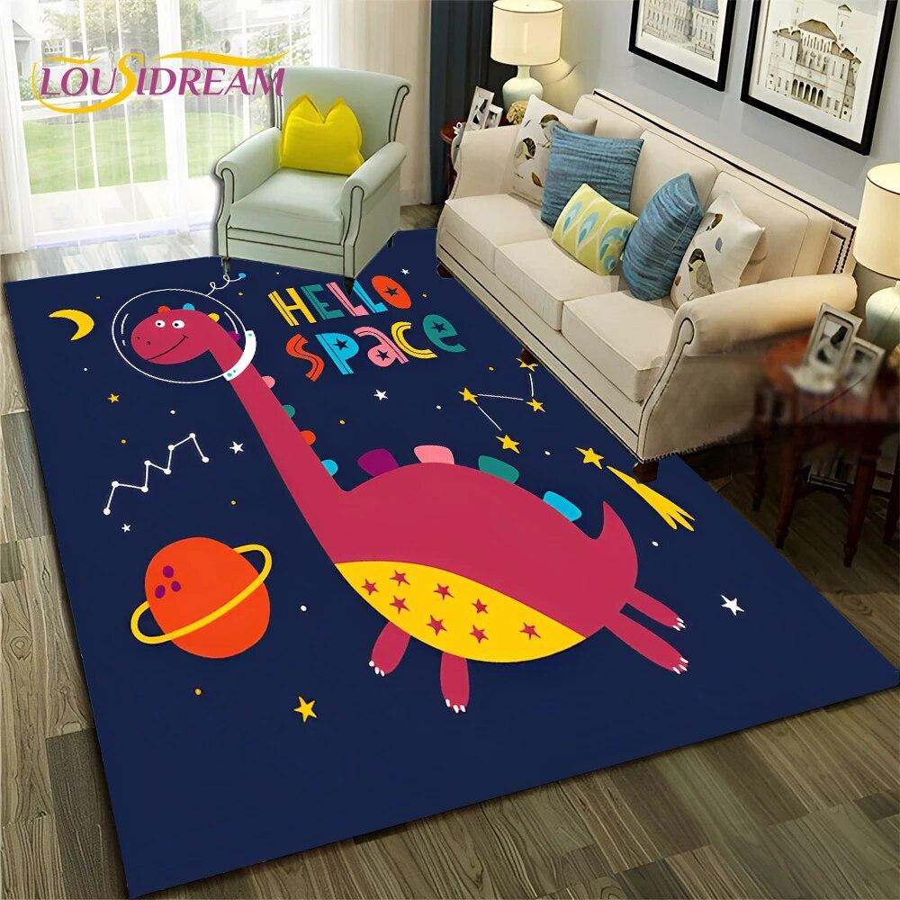 Мультфильм Динозавр Космос 3D Милый Ковер Дино Ковер для Дома Гостиная Спальня Диван Коврик Декор, Детский Коврик Нескользящий Напольный Коврик
