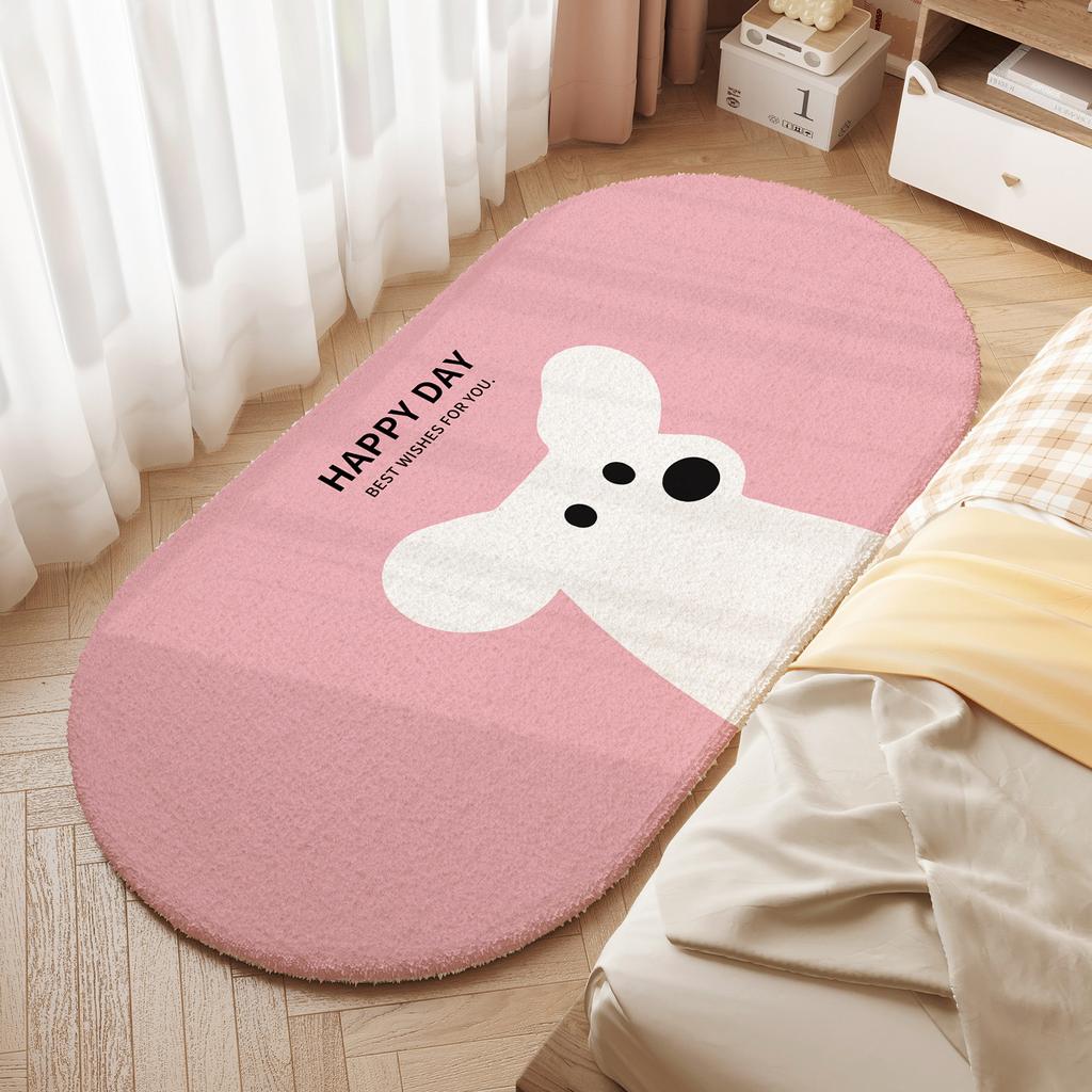 Cartoon Plush Rug Soft Non-Slip Bedside Rug for Girls' Bedrooms Children's Playroom Floor Mat Home Decor