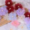 10Pcs 5.5cm Chiffon Flower Embroidered Patches  for Wedding Dress Hats Decoration
