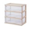 Sanko Plastic Clothes Storage Soft Beige Width 60 X Depth 40 X Height Sink Closet Wide Shallow 3 Tiers W3 60.5cm