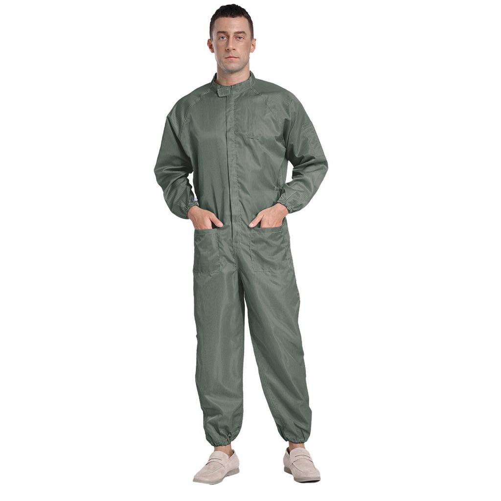 Stand Collar Front Zip Jumpsuit M-5XL - Mens Adults Anti-static Dustproof Full-body Coveralls for Workshop Worker