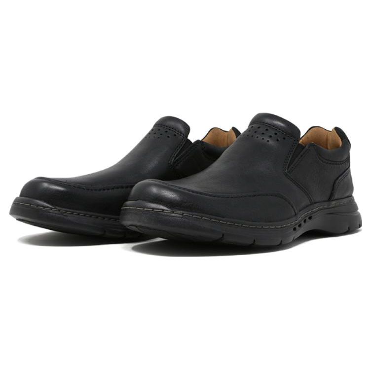 Clarks Кожаные круглые слипоны с амортизацией, водонепроницаемые, повседневные туфли, мужская обувь, черный 26151788