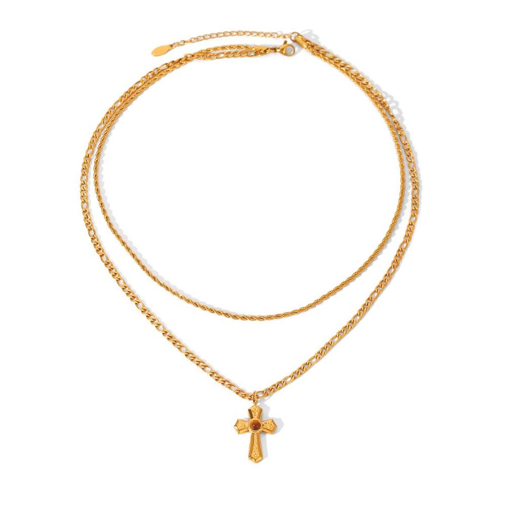 Хит продаж Французское Нержавеющее Стальное Крестовое Ожерелье с Подвеской из Циркона и Жемчуга