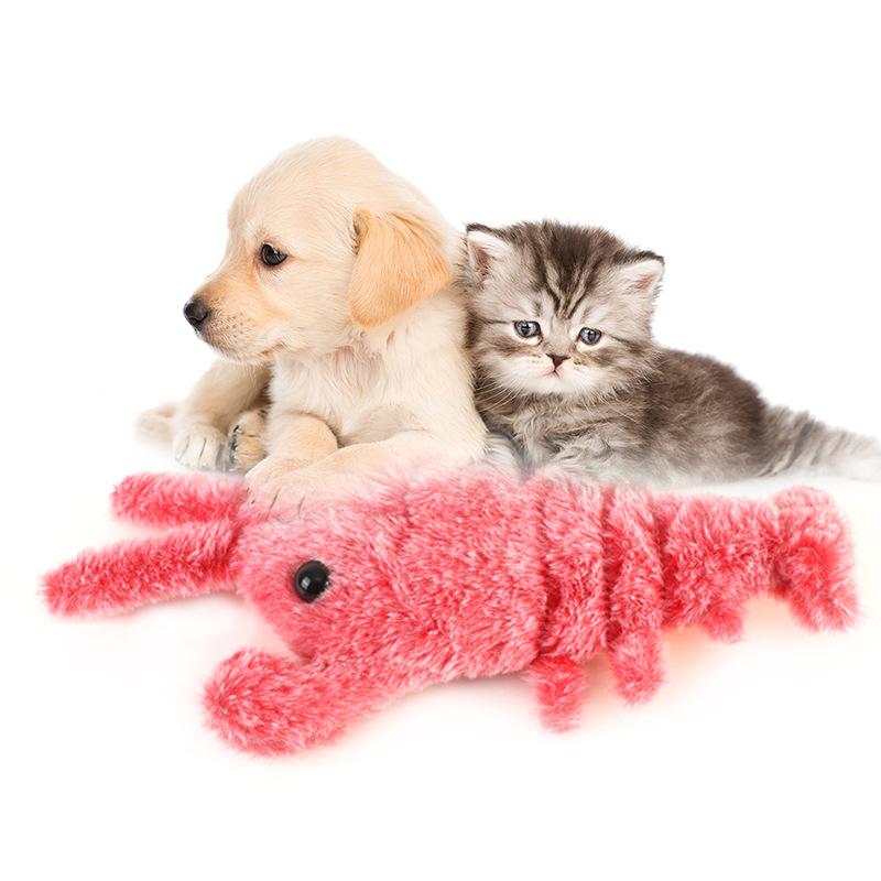 Электрическая прыгающая игрушка для кошек, креветки, движущаяся имитация, лобстер, танцующий, плюшевые игрушки для домашних животных, собак, кошек, интерактивная игрушка для животных