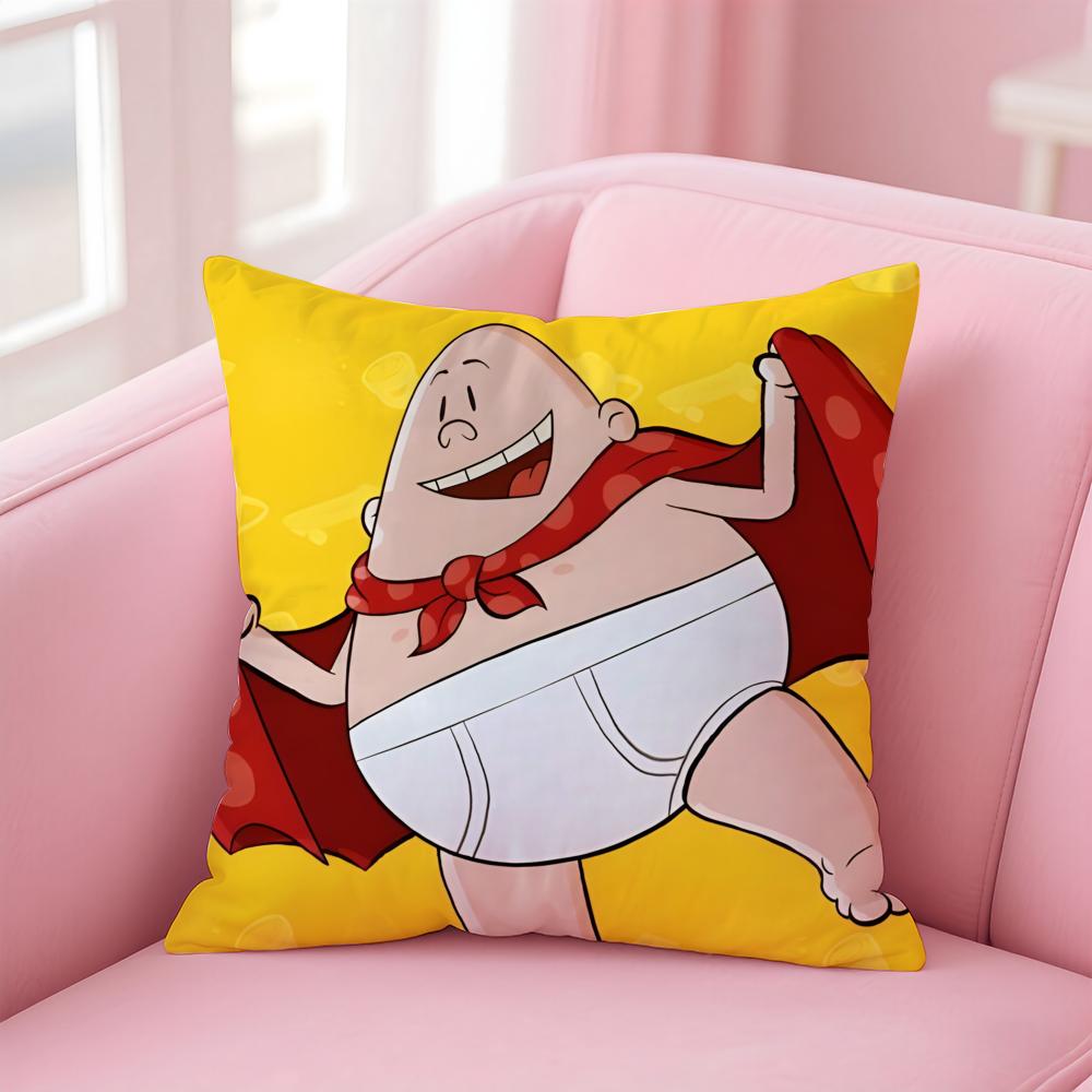 Funny American Cartoon CCaptain Underpants Cushion Cover Pillow Case Soft Skin Friendly Fabric Concealed Zipper