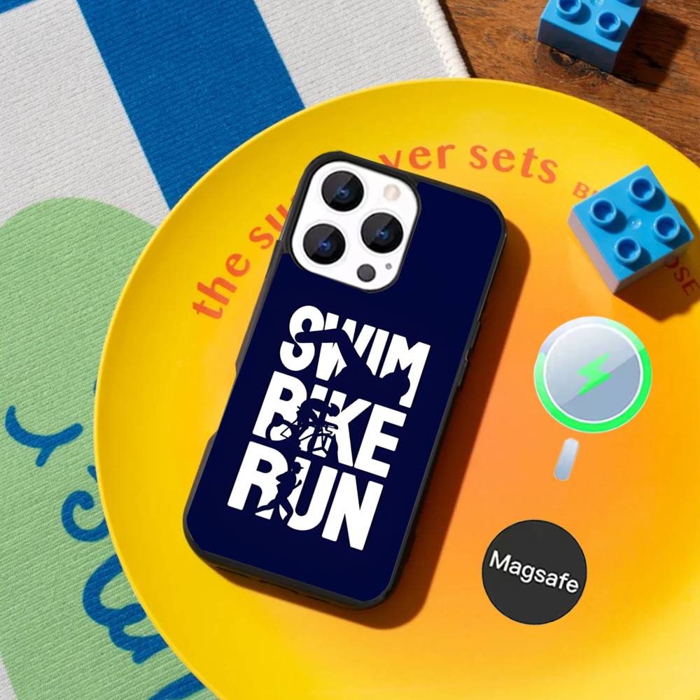 Чехол для телефона Triathlon Swim Bike Run для iPhone 17,16,15,14,13,12,11,Pro,Max,Plus,Mini,SE4,E Магнитный Magsafe Беспроводная зарядка