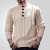 Men's Mock Neck Pullover Sweater Casual Slim Fit Cable Knit Button Up Lightweight Fall Winter Sweaters Knitwear Long Sleeve Knitted Tops for Men