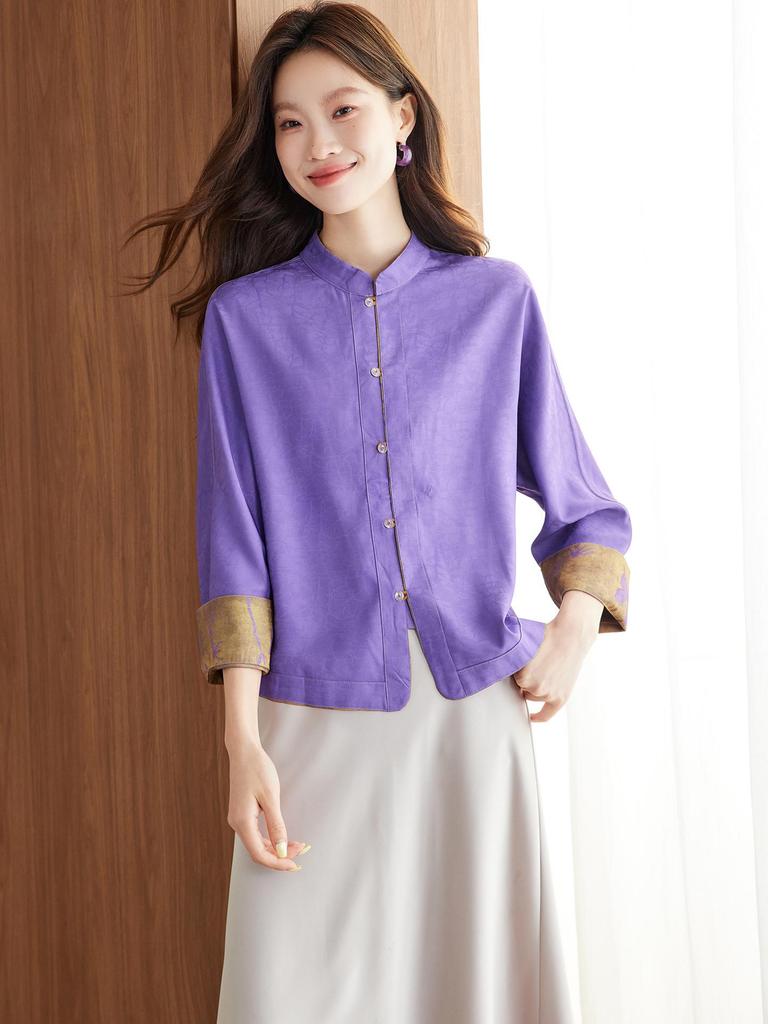 Осень 2025 Женский костюм Тан в китайском стиле, куртка из парчи Сун с пуговицами-лягушками